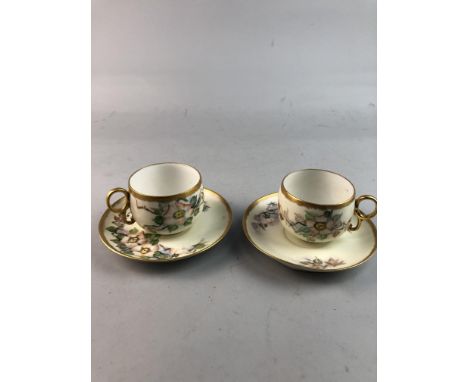 20TH CENTURY FRENCH STYLE FLORAL AND GILT EGGSHELL PART TEA SERVICE