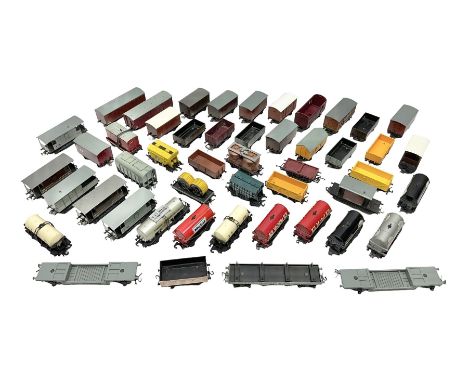 Hornby Dublo - forty-three goods wagons including nine tank wagons (Esso, Mobil, Vacuum, UD and Traffic Services), brake vans