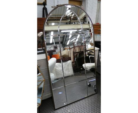 ARCHITECTURAL WALL MIRROR, 140cm x 76cm, arched top, segmented plate. 