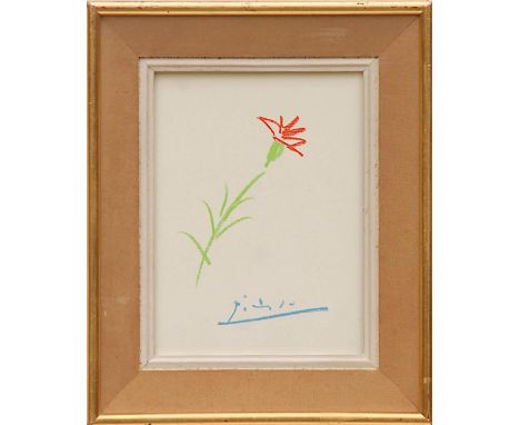 PABLO PICASSO 'Fleur', signed in the plate, off set lithograph, 22cm x 17cm, framed and glazed. (Subject to ARR - see Buyers 