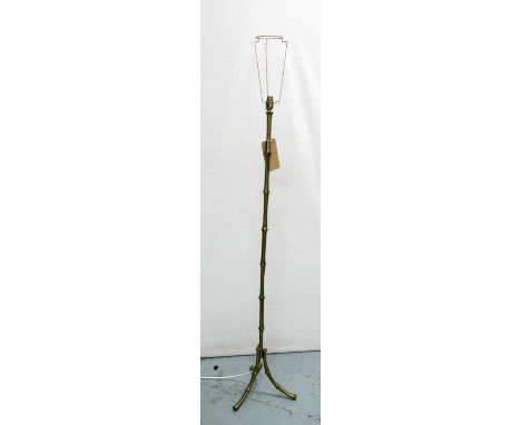 STANDING LAMP, faux bamboo brass, column 140cm H. 