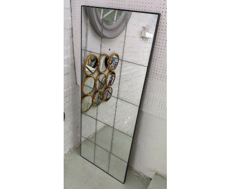 ARCHITECTURAL WALL MIRROR, antiqued segmented plate, 160cm x 62cm. 