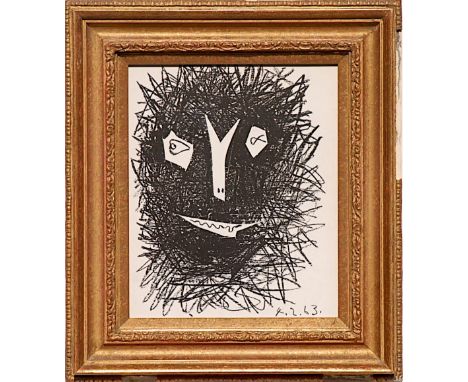 PABLO PICASSO 'Masque 2', 1964, original lithograph, dated in the plate, ref: Andre Sauret, 30 x 25cm,  framed and glazed. 