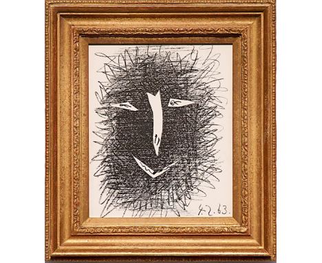 PABLO PICASSO 'Masque', 1964, original lithograph, dated in the plate, Ref: Andre Sauret, 30 x 25cm, framed and glazed. 