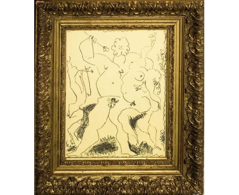 PABLO PICASSO 'Bacchanale', 1956, original lithograph, edition of 3000, ref: Mourlot, 32cm x 25cm, framed and glazed. 