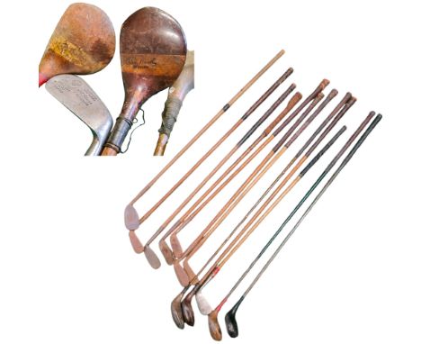 Golfing - twelve hickory shafted golf clubs, various makers including Alex Herd driver, A.J.Solman of Rotherham 19 iron epeci