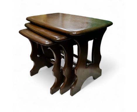 A nest of Ercol rounded rectangular tables, labelled '498C' 