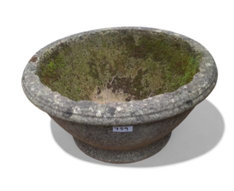 A 19th century gritstone circular garden planter, 48cm diam 