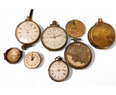 A plated Liga chronometer;&nbsp; gold plated open case pocket watch;&nbsp; pocket watch parts 