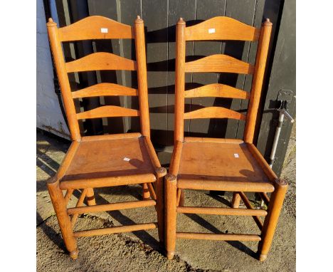 A pair of 19th century simulated bamboo elm ladder back chairs, c.1890 
