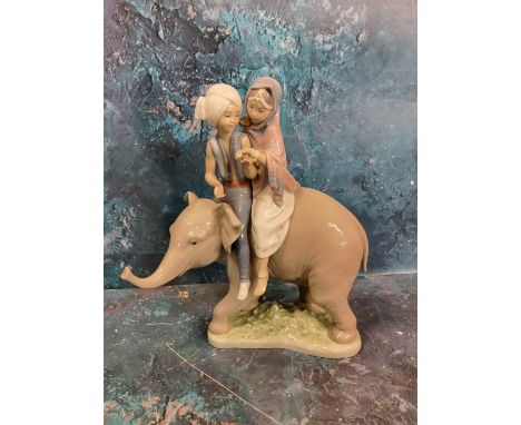 A Lladro figure group, Hindu Children, 25cm high, printed mark, model no.5352 