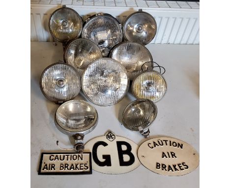 Automobilia &amp; Auto Jumble -&nbsp; Lucas 'Sealed Beam' 12V 50W head lamp;&nbsp; a pair of&nbsp; Lucas&nbsp; 700 head lamps