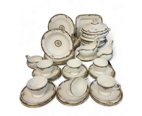 A Wedgwood Osborne pattern dinner and tea service, for six, comprising two tureens and covers, two gravy boats, dinner, desse
