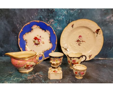 A Coalport coffee cup, c.1815;&nbsp; a Royal Worcester coffee cup, pierced border, 1897;&nbsp; &nbsp;a 19th century cabinet p