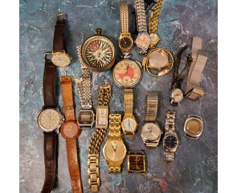 An Ingersoll Referee stop watch ticks when wound; an Ingersoll gold plated wristwatch; others including Lorus &amp; Everite; 