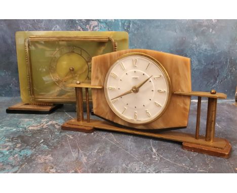 An Art Deco Onyx Art mantel clock, 20cm high, c.1930;&nbsp; another, Metamec (2) 