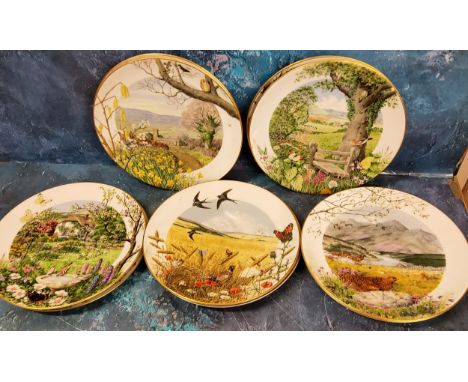 Twelve Royal Worcester 'Nature Scenes' Franklin porcelain&nbsp; plates, designed by Peter Banett, printed marks; 