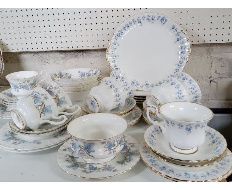 A Royal Albert Memory Lane tea and dinner service, comprising five dinner plates, five tea cups, six saucers and side plates,