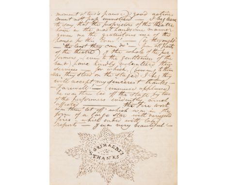 NO RESERVE Grimaldi (Joseph, actor and pantomimist, 1778-1837).- Barlow (Rev., James) [Diary], manuscript, 86pp. excluding bl