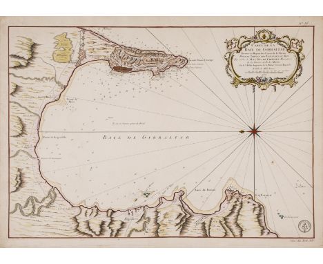 NO RESERVE Gibraltar.- Bellin (Jacques Nicolas) Carte de la Baye de Gibraltar..., coastal chart oriented with north to the le