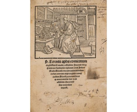 Annotated.- Terentius Afer (Publius) Comedie, commentary by Guido Juvenal &amp; Jodocus Badius Ascensius, title with large wo