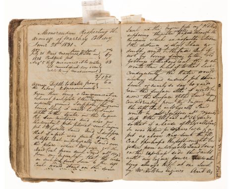 [Woolley (John)] Commonplace book, manuscript, c. 180pp., a few pen and ink sketches, 1f. half torn away, most ff. loose or w