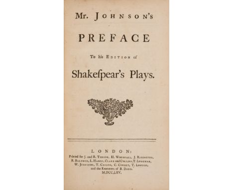 Johnson (Samuel) Mr. Johnson's Preface to his Edition of Shakespear's Plays, first separate edition, with the half-title (oft