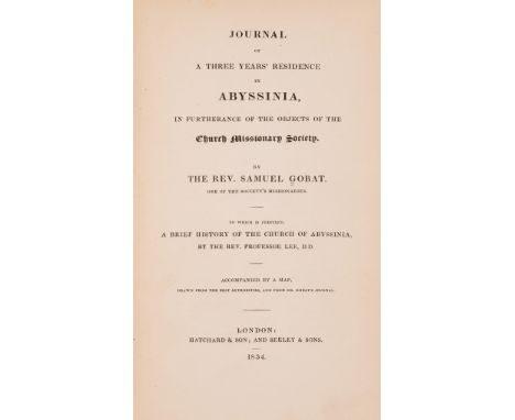 Africa.- Gobat (Rev. Samuel) Journal of a Three Years' Residence in Abyssinia ..., first edition, half-title, double-page eng