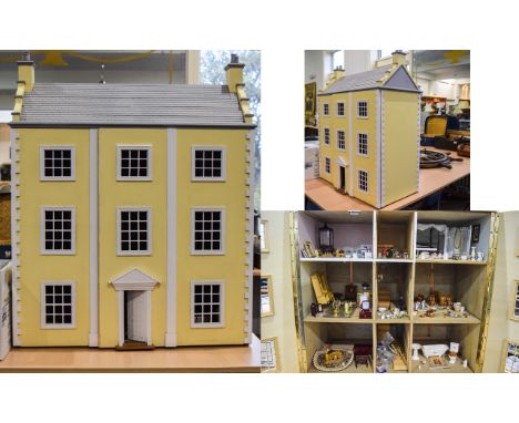 Large hand Built Wooden Dolls House & Accessories; Unfinished Hobby Including lighting, sockets, transformer, wallpaper etc. 