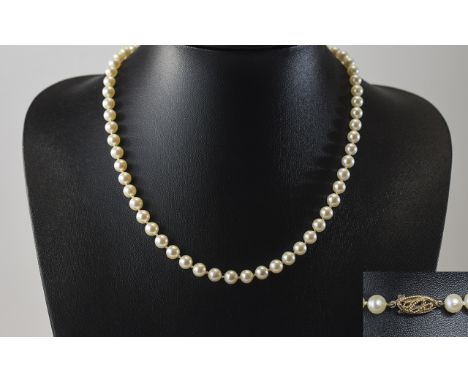 Vintage Top Quality Cultured Pearl Necklaces with Art Deco 9ct Gold Clasps. Fully Hallmarked. The Pearls of Excellent Colour 