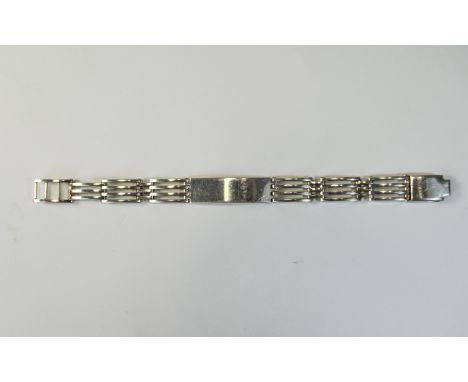 Silver ID Bracelet With Gate Links. Continental Hallmarks, Length 7 Inches