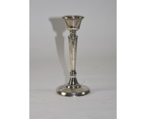 George VI Silver Candlestick. Hallmark Birmingham 1946. Stands 6.25 Inches High. 116 grams. 