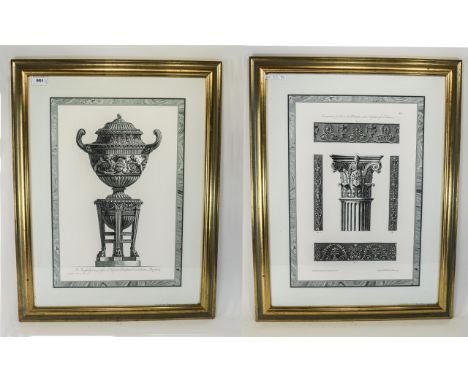 Two Copies of 18thC Architectural Prints, mounted and framed behind glass 21 by 26 inches,