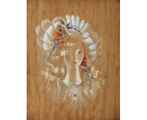 MILY POSSOZ - 1888-1968, Portrait of a girl, oil on plywood, signed, Dim. - 53 x 42 cm
