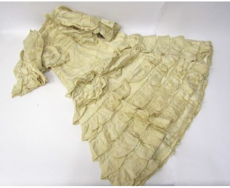 Three fine lawn cotton and lace toddlers dresses with intricate and detailed lacework, a satin smock dress,  various undergar