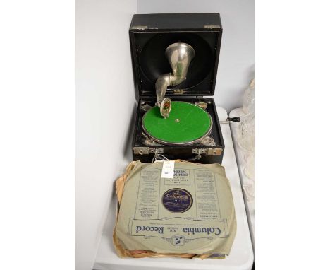 A Telesmatic for Decca portable sound box, the case 30 x 30cms square; together with a selection of classical and other recor
