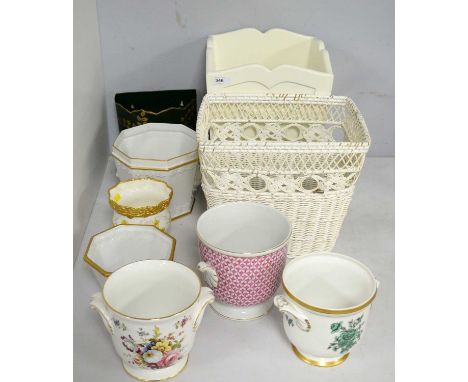A selection of ceramics and other planters, including: a Hammersley Spode florally decorated planter; three Vista Alegre plan