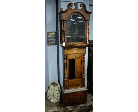 A 19th Century oak and mahogany banded longcase clock, the unsigned cream dial with Roman numerals in black, subsidiary secon