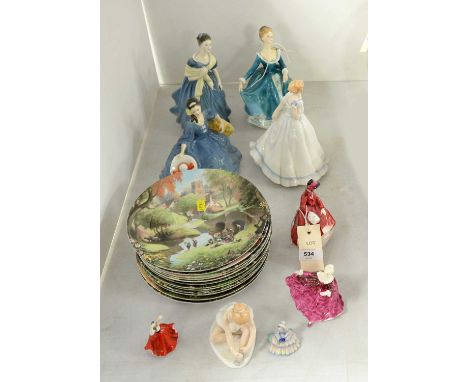 A set of twelve Coalport 'The Tale Of A Country Village' decorative cabinet plates, designed by Robert Hersey, each decorated