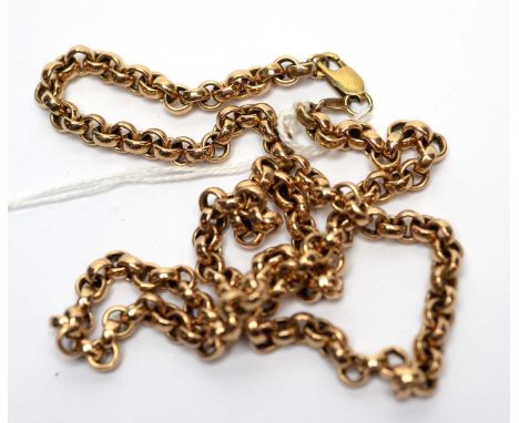 A 9ct yellow gold chain necklace, of circular links, 63cms long, 30.2g. 