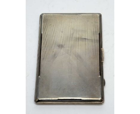A silver cigarette case, by John Rose, Birmingham 1937, with engine turned design, 7.1oz gross. 