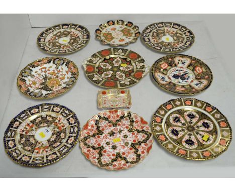 A selection of Royal Crown Derby Imari and other decorative ceramic plates, of various sizes and designs; together with a Abb