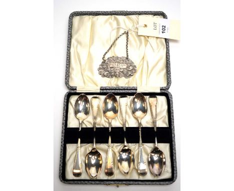 A set of six silver teaspoons, by C W Fletcher &amp; Son Ltd (Charles William Fletcher), Sheffield 1923, cased; and a Georgia