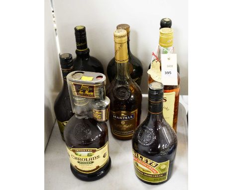 A selection of Irish Cream Liqueurs and other household alcoholic drinks, including: two bottles of Baileys Original Irish Cr