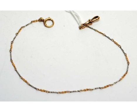 An 18ct yellow and white gold watch chain, of alternate twist links, 5.4g gross. 