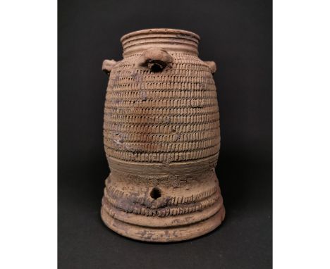 CA. 900 BC Western Asiatic, possibly Levantine large, ceramic standing terracotta storage jar; with small looped handles; The