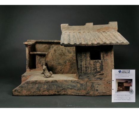 Ca. 206 BC - 220 AD. A very large Han ceramic model of a farm with multiple animals including pigs; dog; Good Condition;Size;