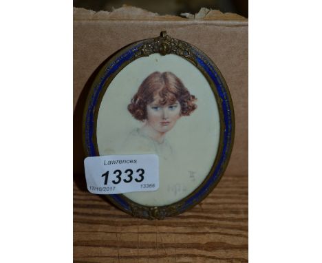 D. Summerhays, miniature portrait of Ursula, dated 1934 in an enamelled frame