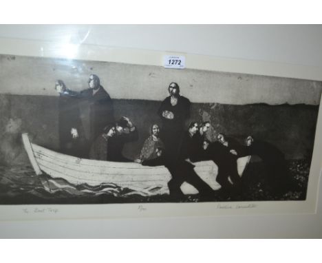 Karolina Larusdottier, signed etching, ' The Boat Trip ' No. 8 of 100, together with another ' The Poet ' No. 28 of 75