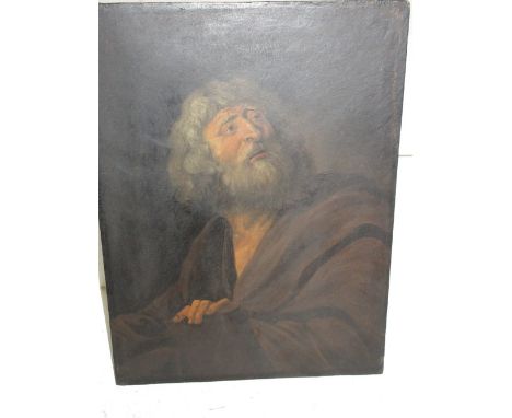 An unframed oil on oak panel, portrait of a scholar holding a book, (early 19th Century), 11.5ins x 8.5ins